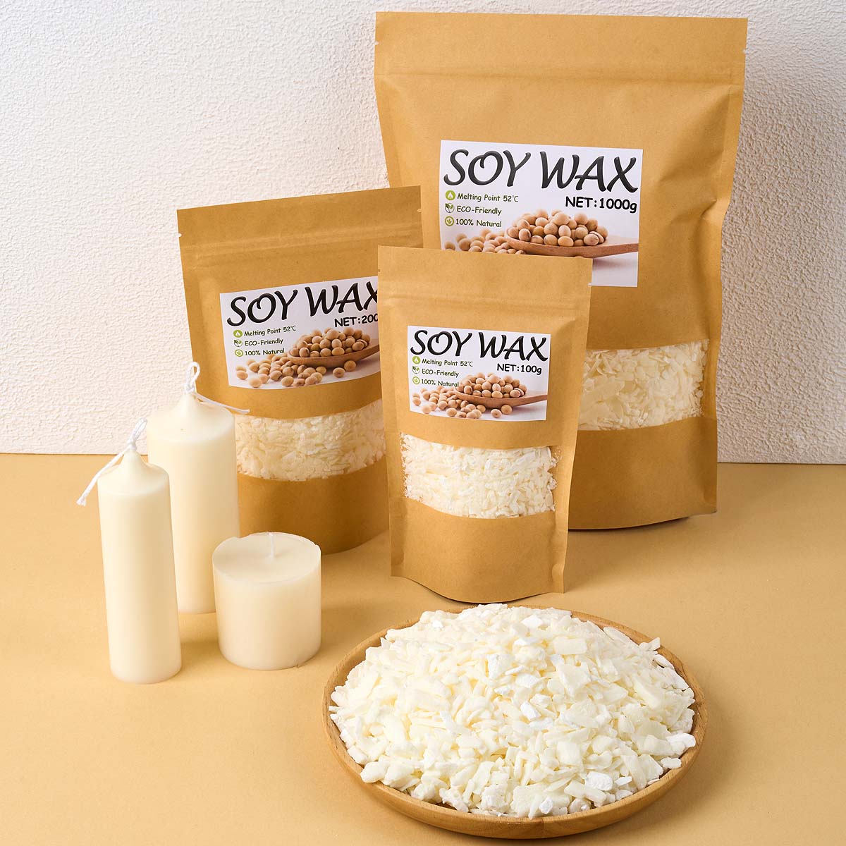 Candle Making Kits - 1 Pound Saf Beyaz Soya Balmumu