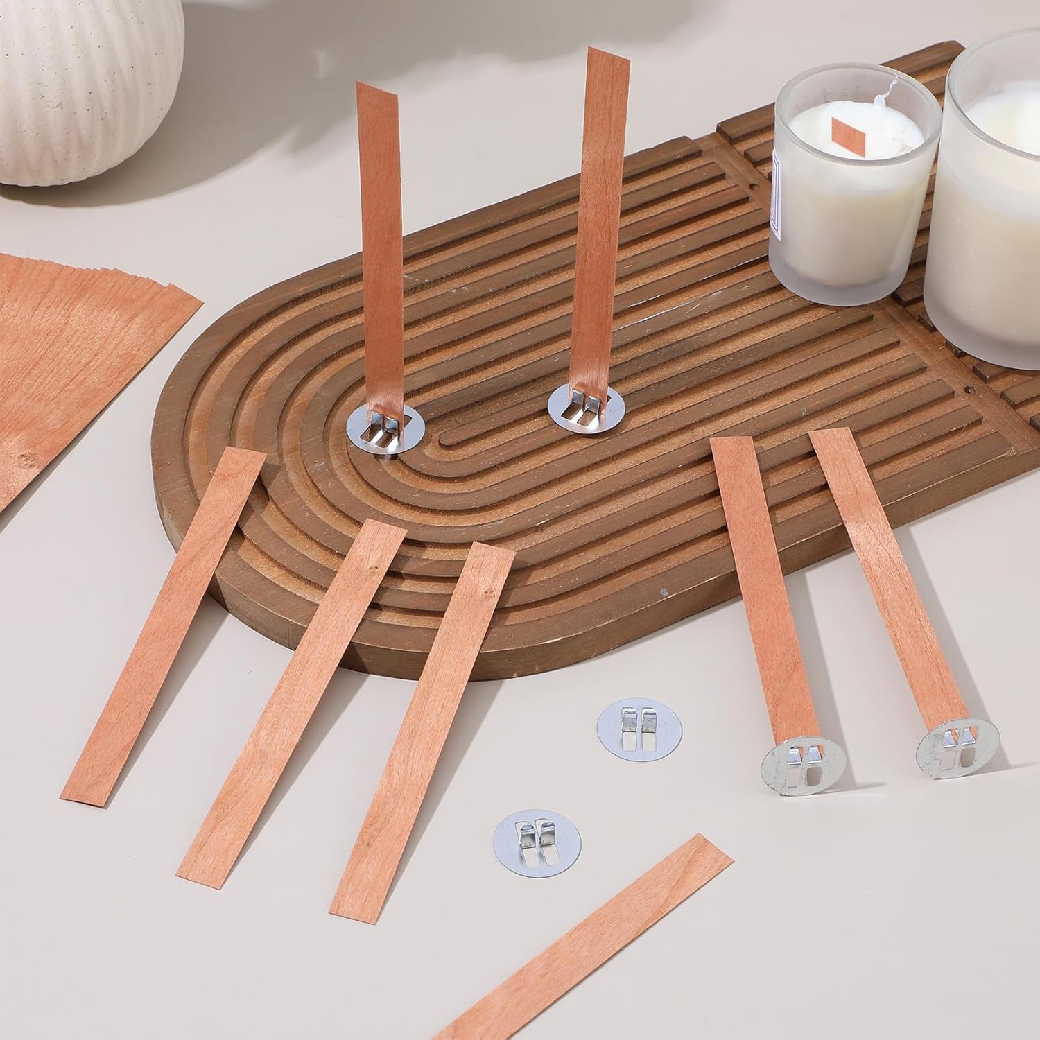 Candle Making Wax Melter - 60 adet ahşap fitiller mum yapımı