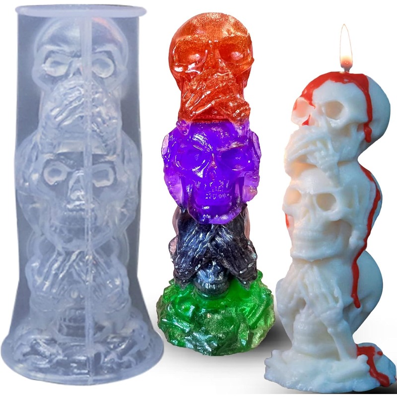 Üçlü Kafatası 3D Silikon Mum K - Candle Making Event incelemesi ve fiyatı